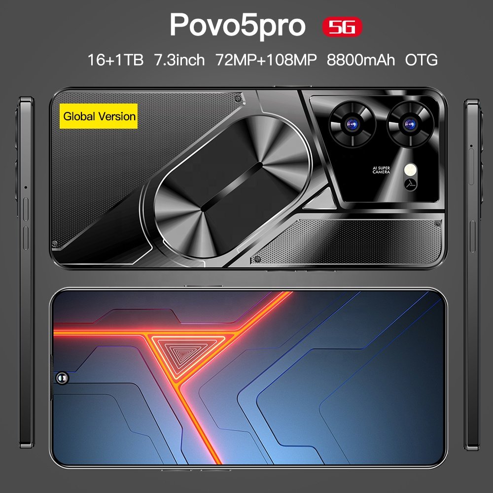 New design 5G Smartphone 7.3 Inch 16GB+1TB 6800 mAh original pova 5 pro Mobile Phone hot selling Android 13.0 tecno phone