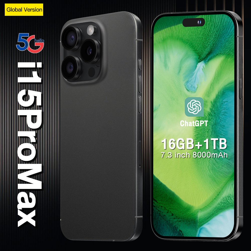 Cheap New 15 pro max 6.8 inch Clone 4G 5G smartphone 8GB+1TB unlocked Dual Sim Card 64MP Cheap 15 Pro Max Have Logo