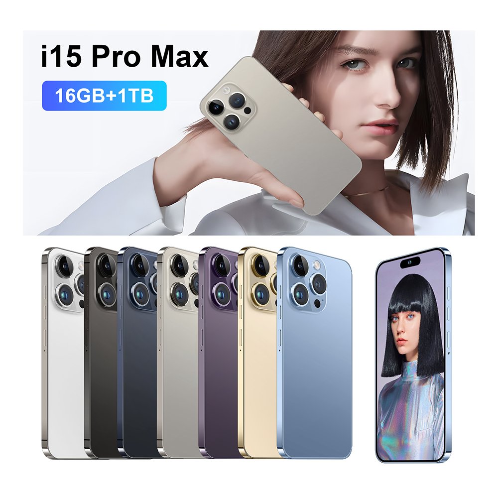 2024 New Arrival Original i15 15 Pro Max 5G Smartphone with 6.7 Display and 16GB+1TB Storage