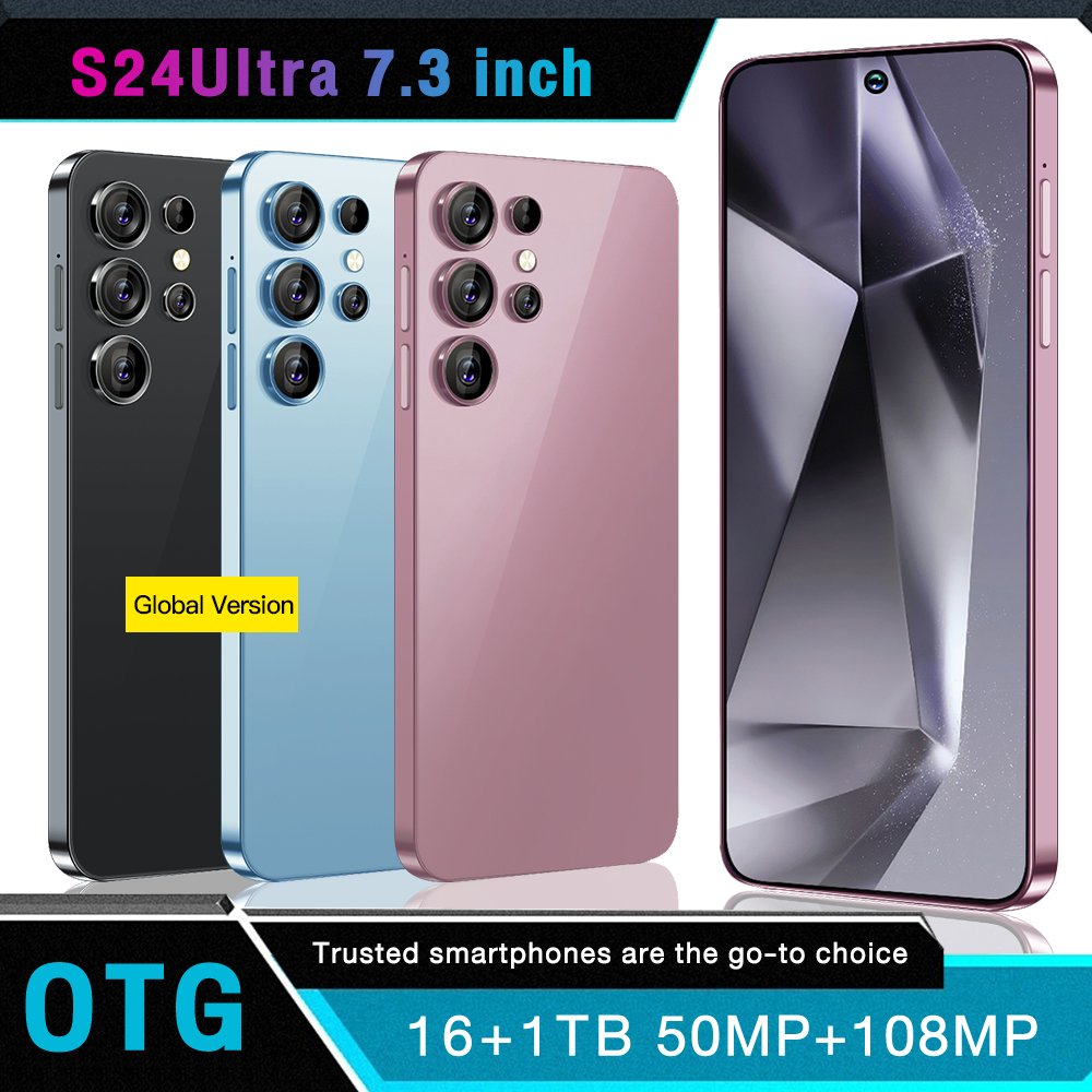Big Hit 7.3 inch unlocked galaxy s24 ultra mobile phones 5G smartphone 16G+1TB s24 ultras 5g for phone