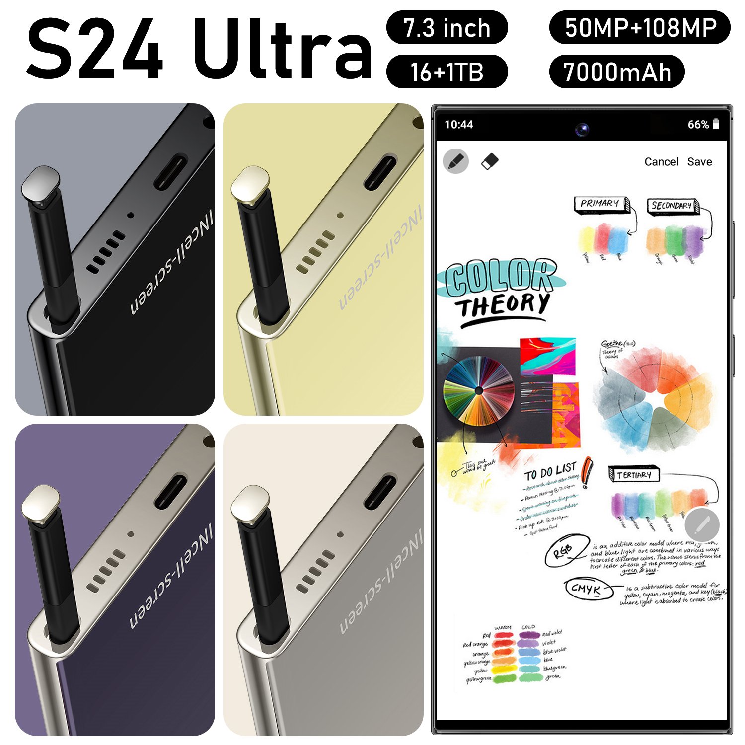 2024 S24 New Model Gaming 5G-smartphones with Ultra-Slim Straight Screen and Dual SIM Dual Standby