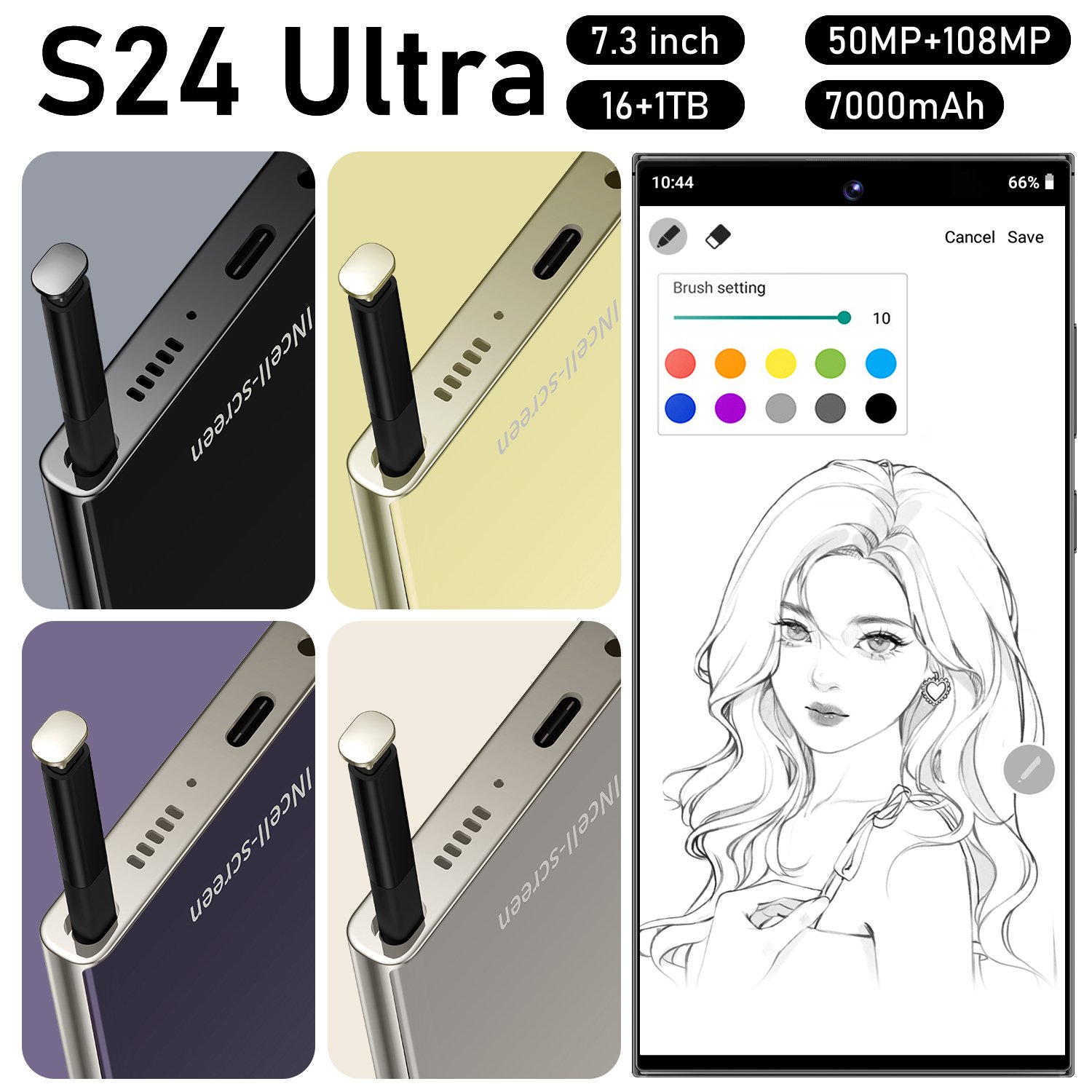 2024 S24 New Model Gaming 5G-smartphones with Ultra-Slim Straight Screen and Dual SIM Dual Standby