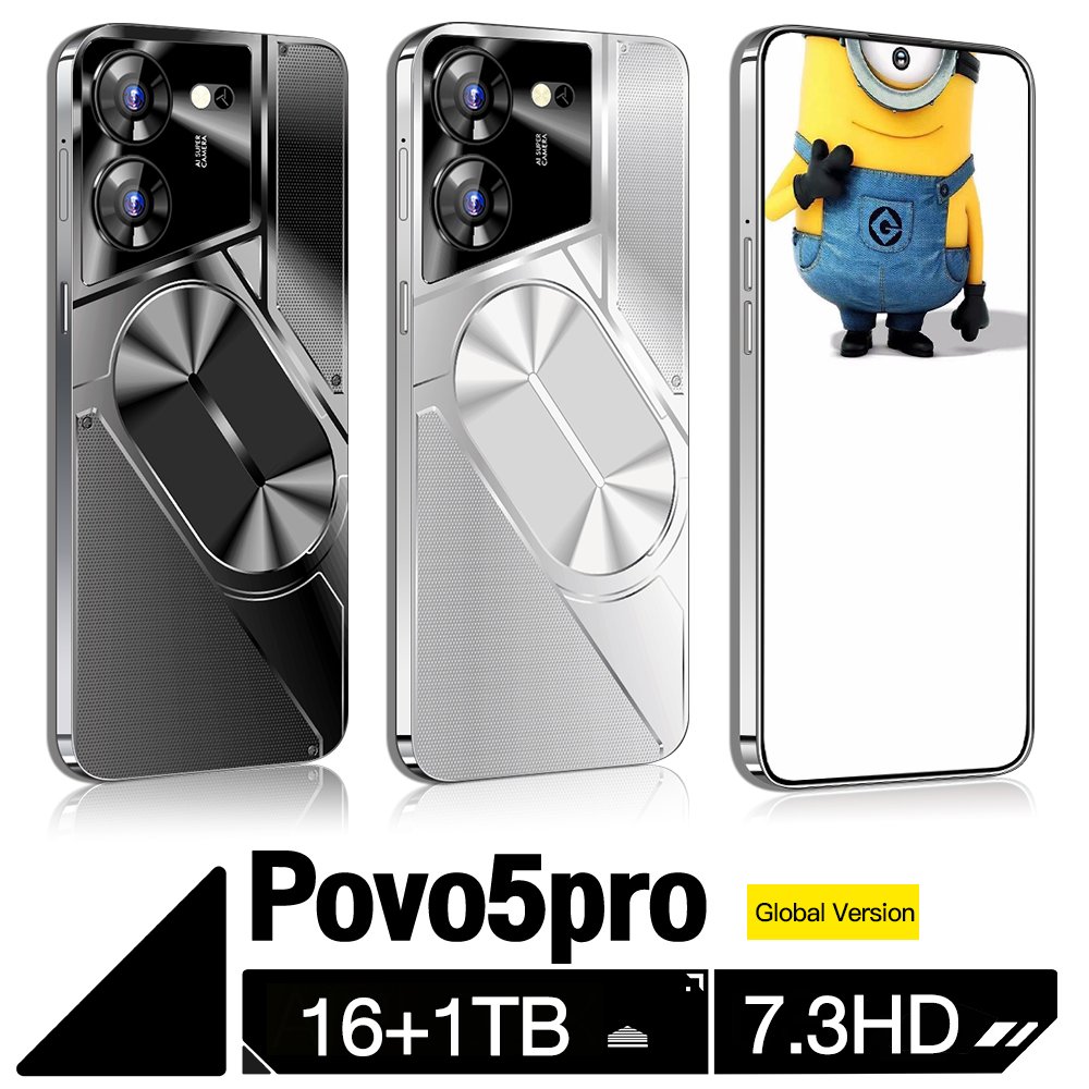 original 5G Smartphone 7.3inch 108mp Povo 5 Pro 16GB+1TB Android 13.0 Mobilephones Fashionable Color 4g 5g cellphone