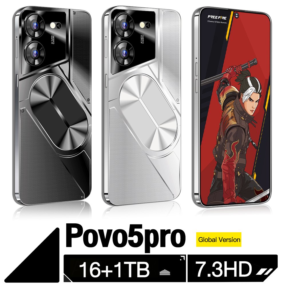 original 5G Smartphone 7.3inch 108mp Povo 5 Pro 16GB+1TB Android 13.0 Mobilephones Fashionable Color 4g 5g cellphone