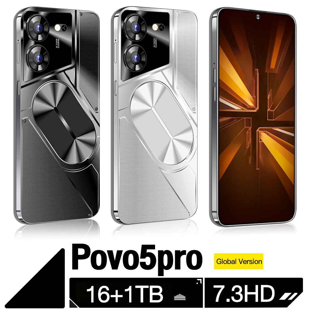original 5G Smartphone 7.3inch 108mp Povo 5 Pro 16GB+1TB Android 13.0 Mobilephones Fashionable Color 4g 5g cellphone