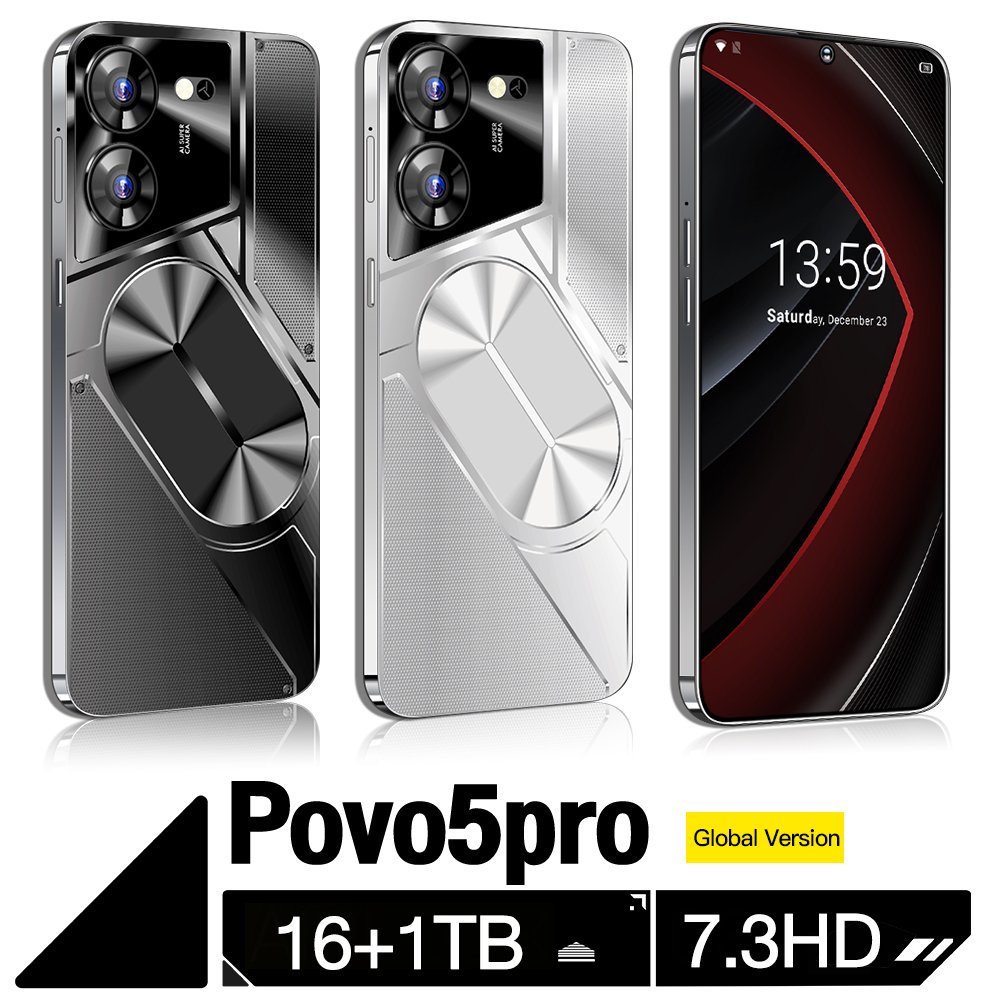 original 5G Smartphone 7.3inch 108mp Povo 5 Pro 16GB+1TB Android 13.0 Mobilephones Fashionable Color 4g 5g cellphone