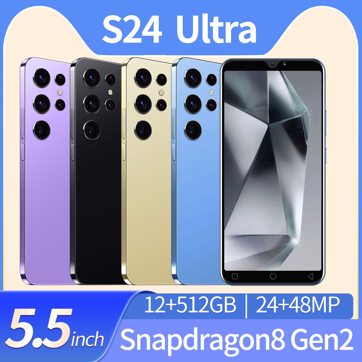 Cheap Galax S24 Ultra 16GB+1TB Smart phone Android Phone 6800mah 5G Dual SIM Dual Standby Unlocked Smartphone S24 ultra