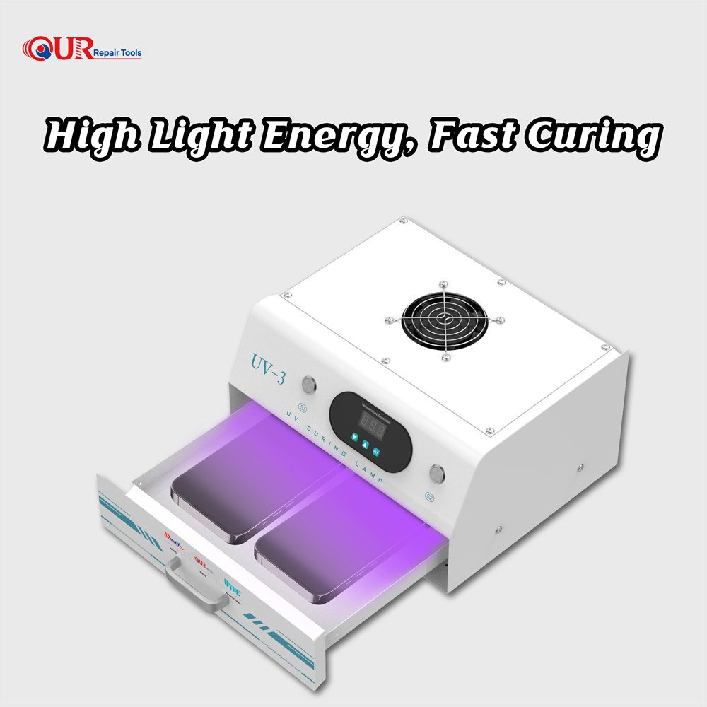 UV-3 Glue Curing Lamp Machine Fast Curing Light for Mobile Phone Motherboard UV Curing Light Box Mobile Phone Repair Machine