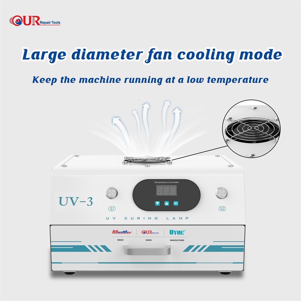 UV-3 Glue Curing Lamp Machine Fast Curing Light for Mobile Phone Motherboard UV Curing Light Box Mobile Phone Repair Machine