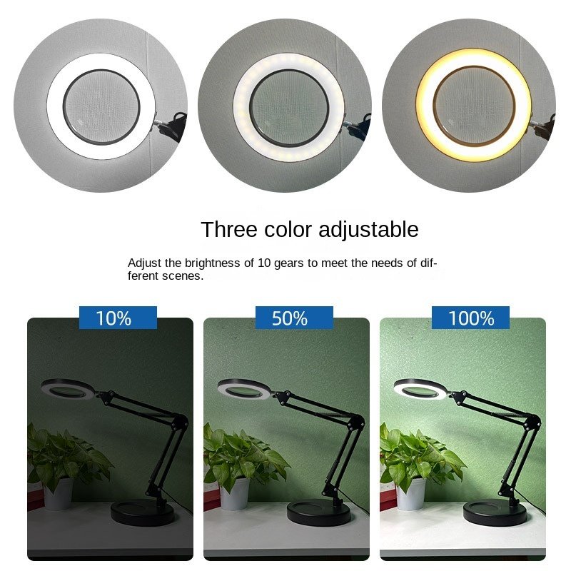 Desktop Magnifier with LED Light Optical Glass HD Engraving Mobile Phone Electronic Motherboard Repair Welding Folding