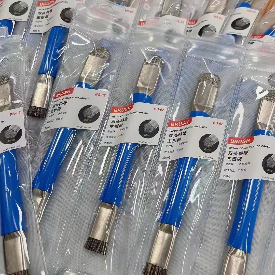 Double Head Steel Wire Brush Anti Static Hardening Brush Mobile Phone Mainboard Repair IC Pad Cleaning Brush Tools