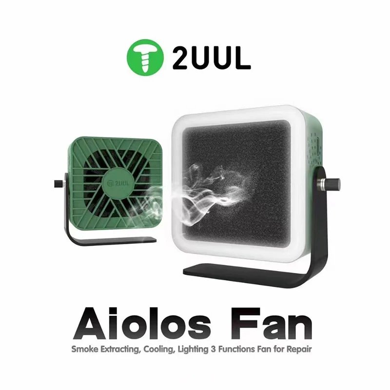 2UUL Lighting Cooling Smoke Extractor Multi-functional Cool Down Mini Fan 3 in 1 USB Charging for Phone Welding Repair Tool