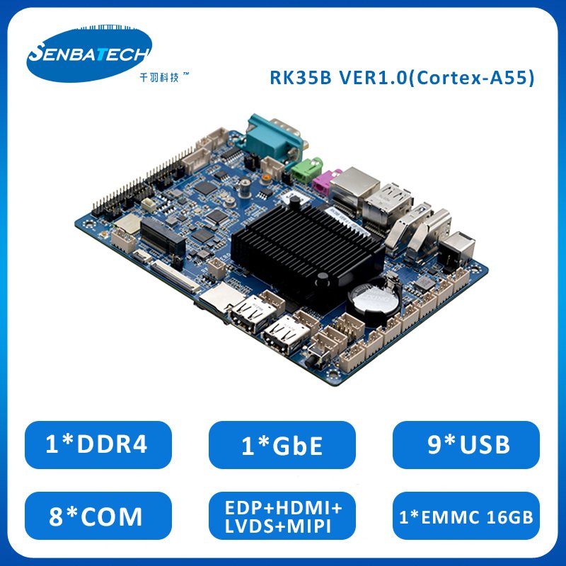 RK35B Computer Motherboard New with MIPI EDP RK3568 Mali-G52 Quad-core Cortex-A55 DDR4 8 COM 9 USB Android Arm Motherboard