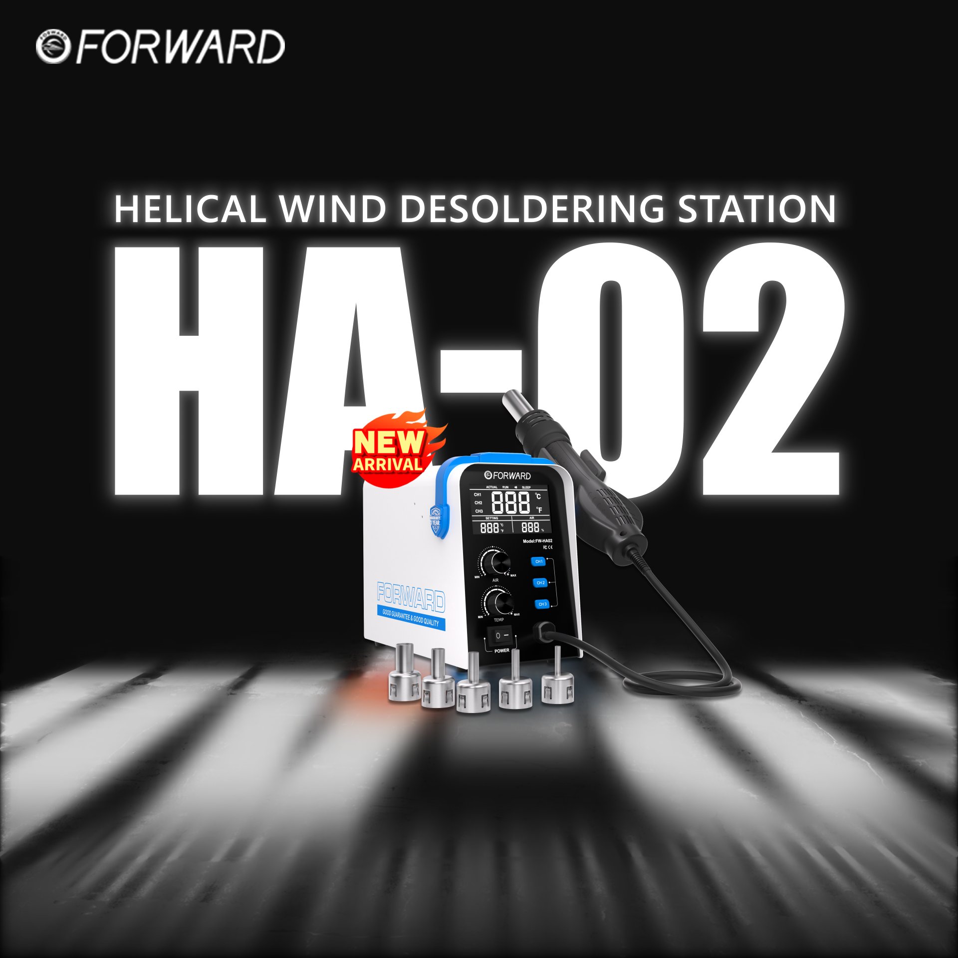FORWARD FW-HA02 Popular Precise Temperature Control Helical Wind Desoldering Station Air Gun Motherboard Repair For Mobile Phone