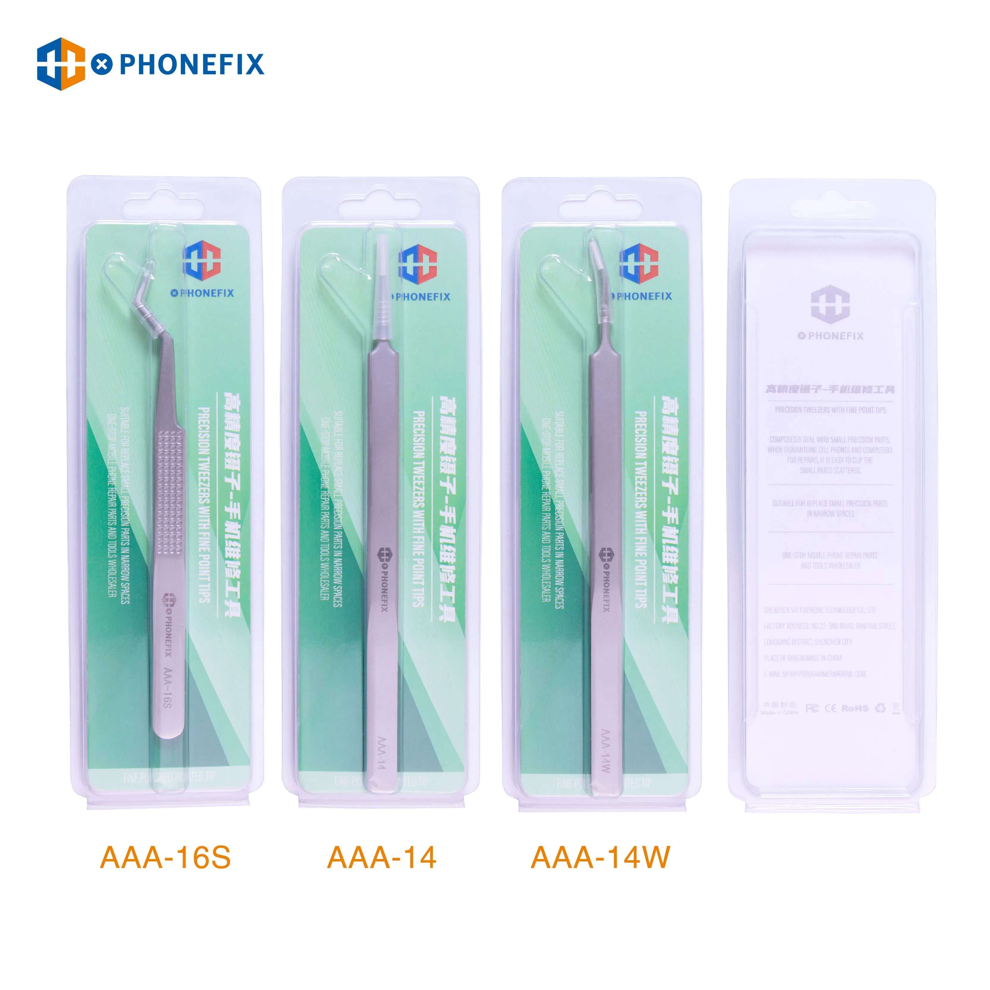 AAA-14W/AAA-14 High-Precision Tweezers For Phone Mobile Motherboard BGA Stainless Curved Straight Tip Electronics Tweezers Tool