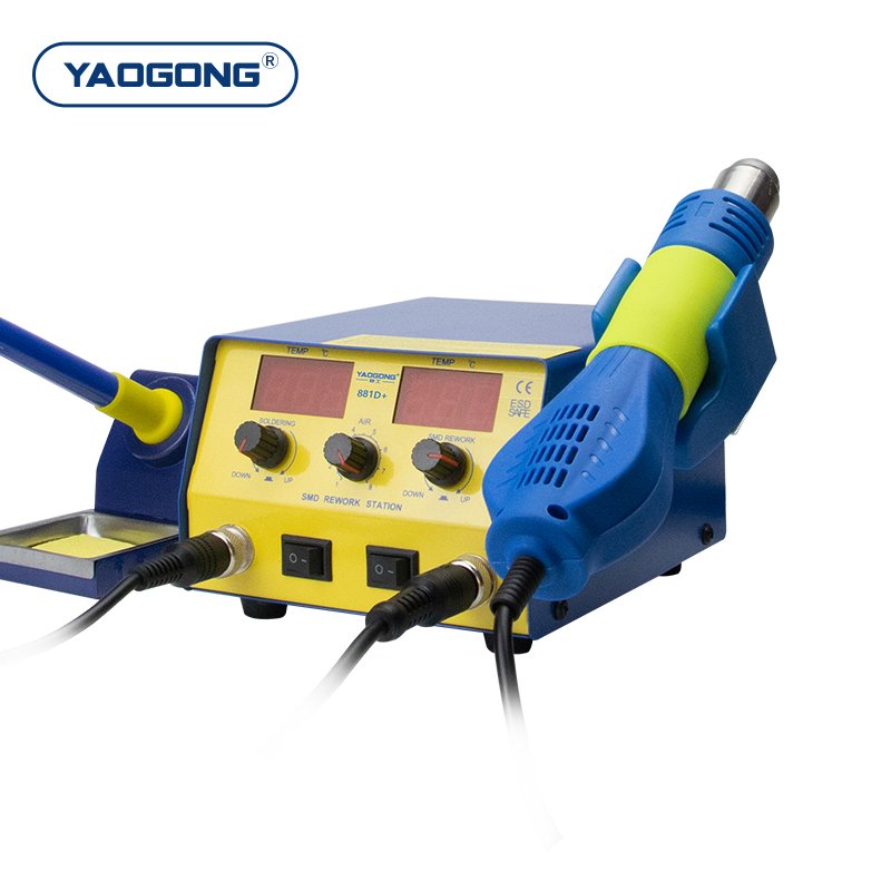 YAOGONG 881D+ SMD Hot Air Soldering Station 220V 110V LED Digital Display BGA Rework Station for Mobile Phone Repair Tool