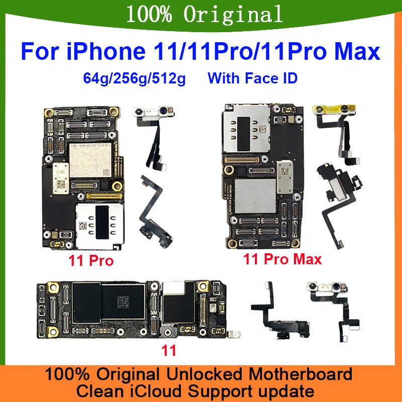 For Iphone 11Pro Motherboard With Face Id 64Gb 128Gb 256Gb 100% Original Unlocked Mainboard