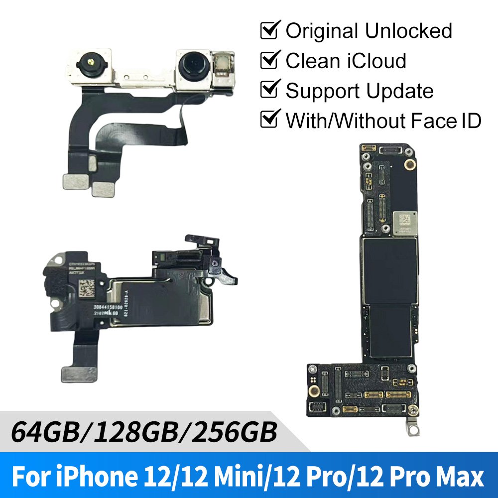 For Iphone 12 64G 128G 265G Motherboard Unlocked Logic board 100% Original Unlocked Mainboard