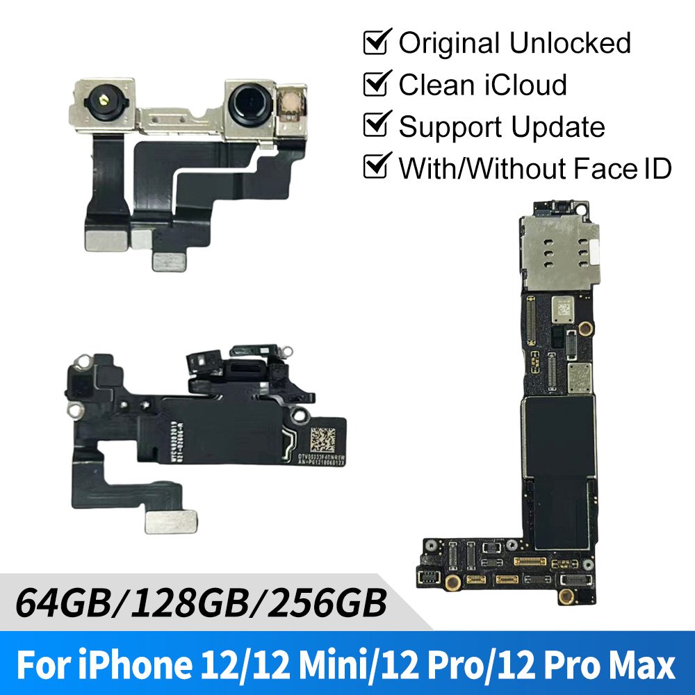 For Iphone 12 64G 128G 265G Motherboard Unlocked Logic board 100% Original Unlocked Mainboard