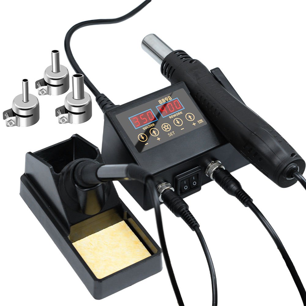 High Quality 2 In 1 Portable ESD Hot Air SMD Rework Soldering Station 60W Adjustable Temperature Digital Soldering Iron Station