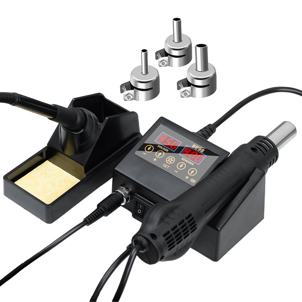 High Quality 2 In 1 Portable ESD Hot Air SMD Rework Soldering Station 60W Adjustable Temperature Digital Soldering Iron Station