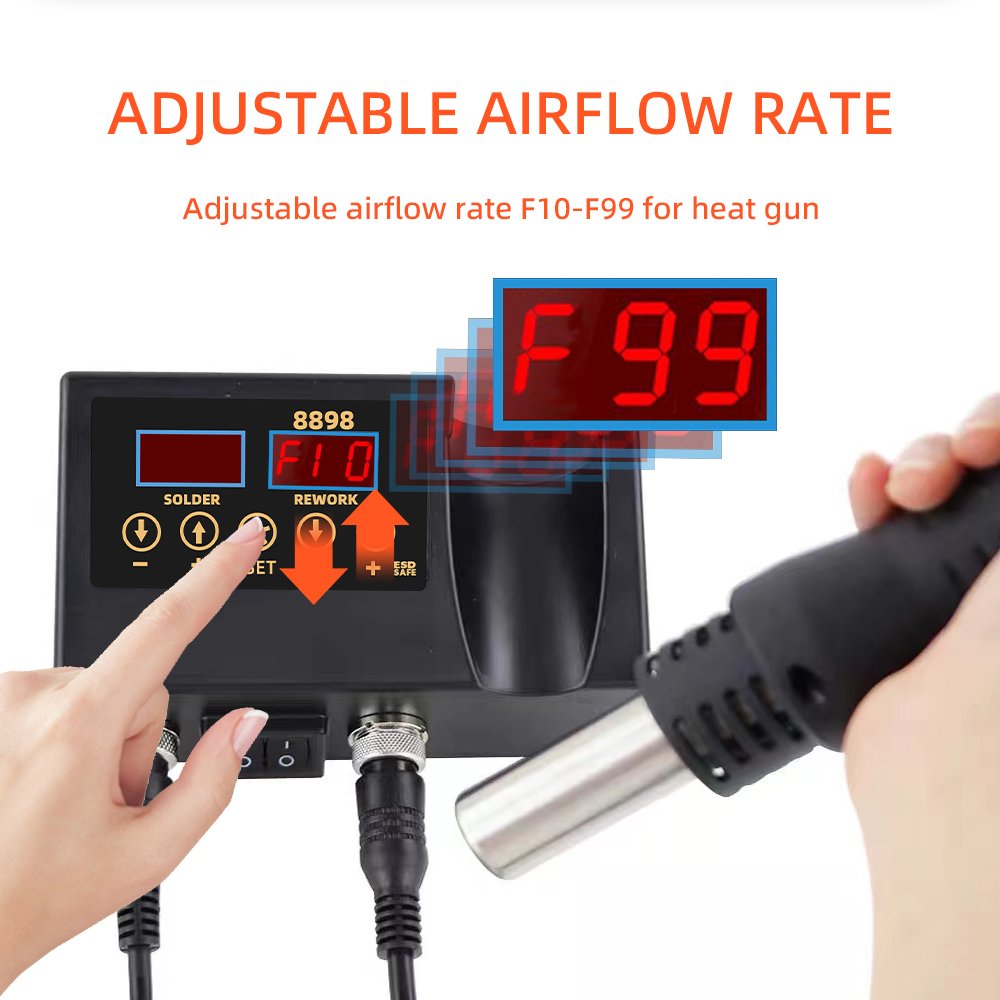 High Quality 2 In 1 Portable ESD Hot Air SMD Rework Soldering Station 60W Adjustable Temperature Digital Soldering Iron Station