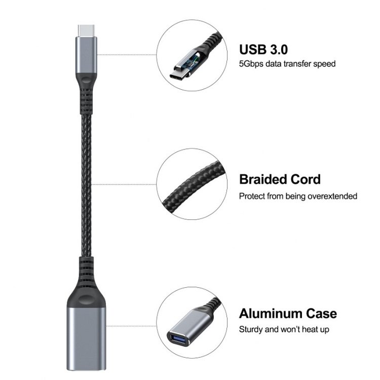To Usb3.0 Otg Female Adapter High Quality Type C Usb 3.1 Male PVC OEM Standard Motherboard Noida for Cell Screen Protector Phone