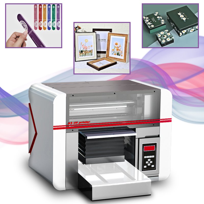 The latest UV DTF printer A3 UV flatbed printer printing AB glue varnish mobile phone case rugby acrylic badge mini UV printer