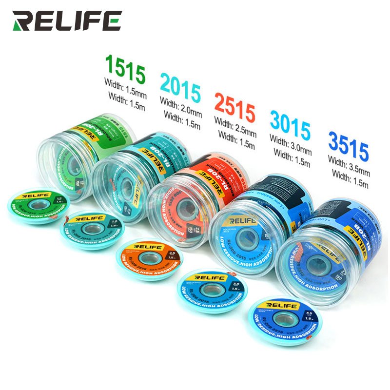 RELIFE RL-20B Desoldering Wire Strong Cleaning Low Residue For Mobile Phone PCB Tin Remover Welding Repair 5pcs/pack