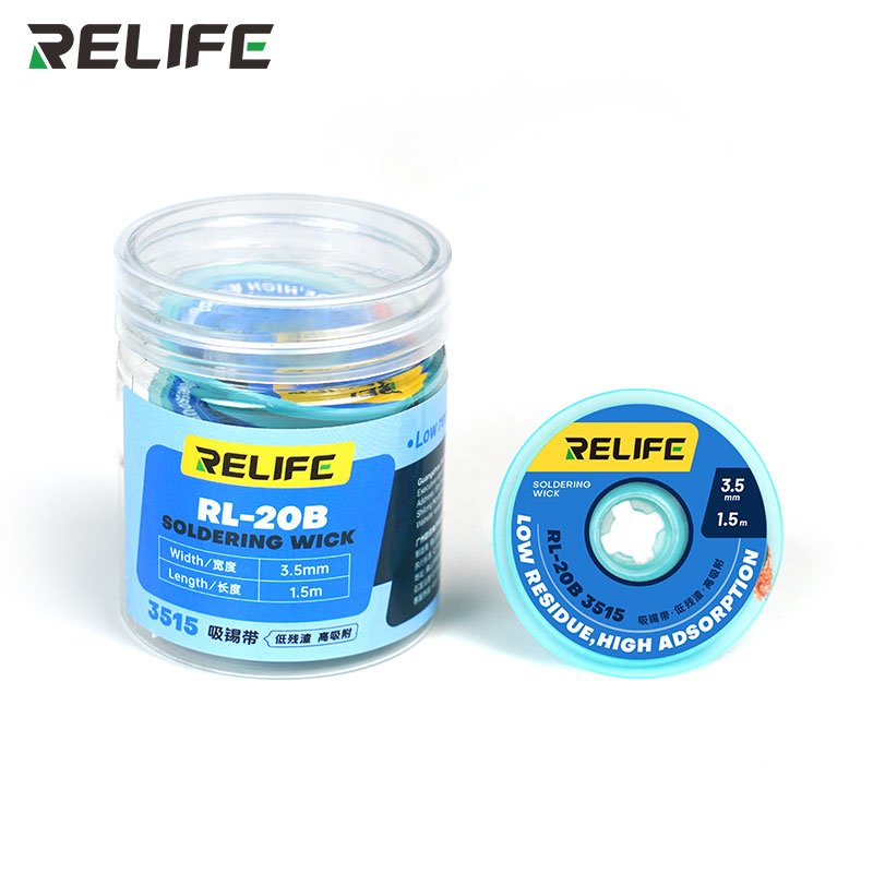 RELIFE RL-20B Desoldering Wire Strong Cleaning Low Residue For Mobile Phone PCB Tin Remover Welding Repair 5pcs/pack