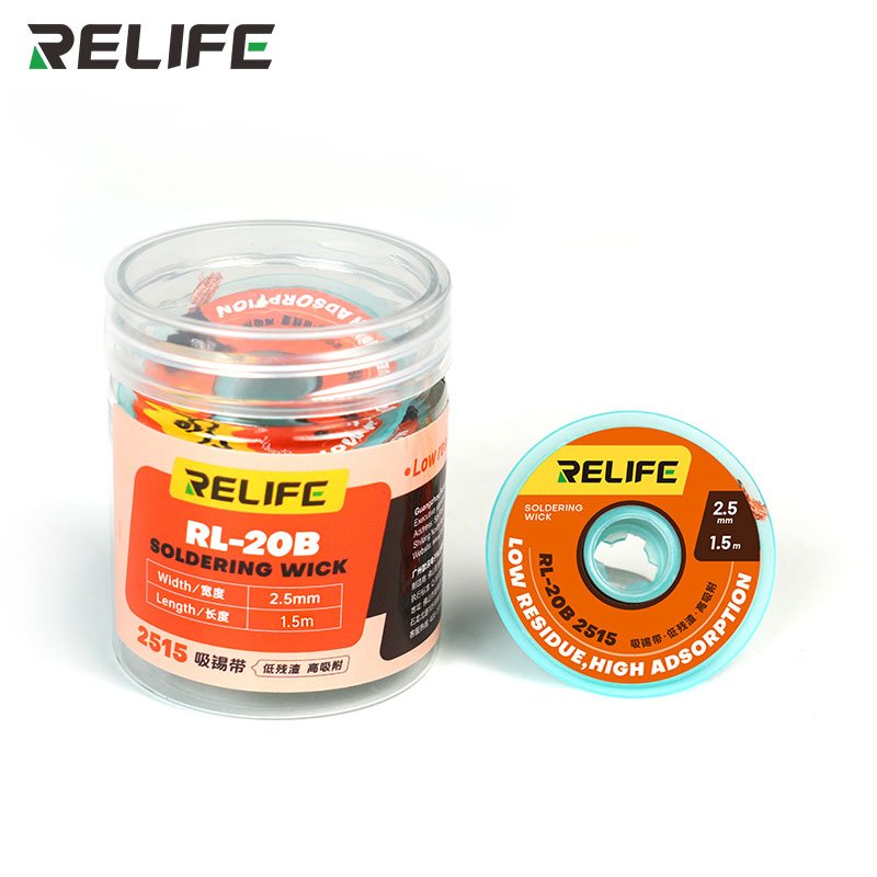 RELIFE RL-20B Desoldering Wire Strong Cleaning Low Residue For Mobile Phone PCB Tin Remover Welding Repair 5pcs/pack