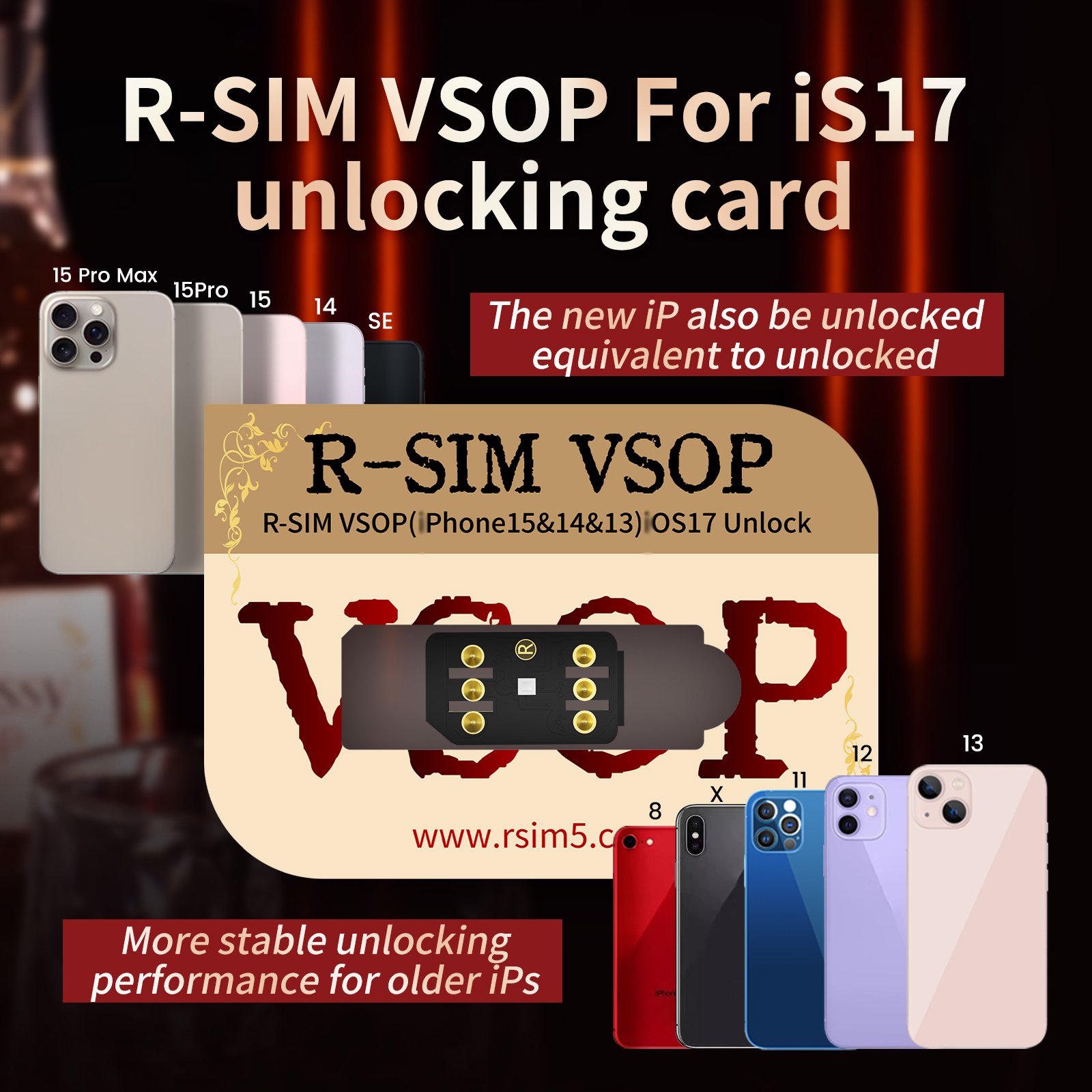 New Version Mobile Rsim VSOP card mobile R-SIM VSOP for iPhone8/X/11/12/13 IOS17