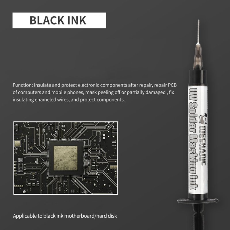 MECHANIC 3CC UV Solder Mask Ink Black Green Welding Oil With Needles for BGA PCB Motherboard Paint Prevent Corrosive Arcing