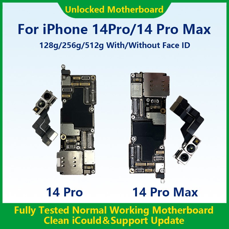 Full Working For iPhone 14 Pro Motherboard With Face ID 28GB 256GB 512GB Logic board 100% Original Unlocked Mainboard