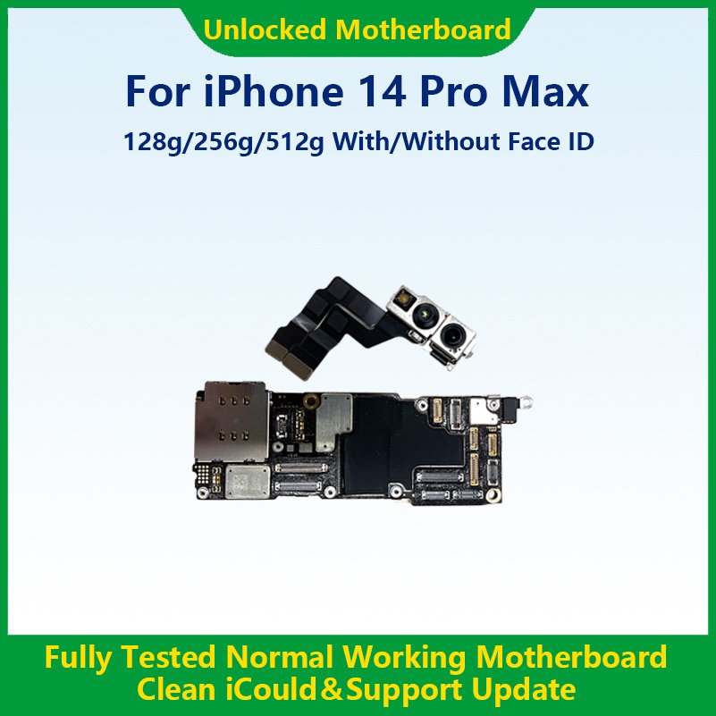 Full Working For iPhone 14 Pro Motherboard With Face ID 28GB 256GB 512GB Logic board 100% Original Unlocked Mainboard