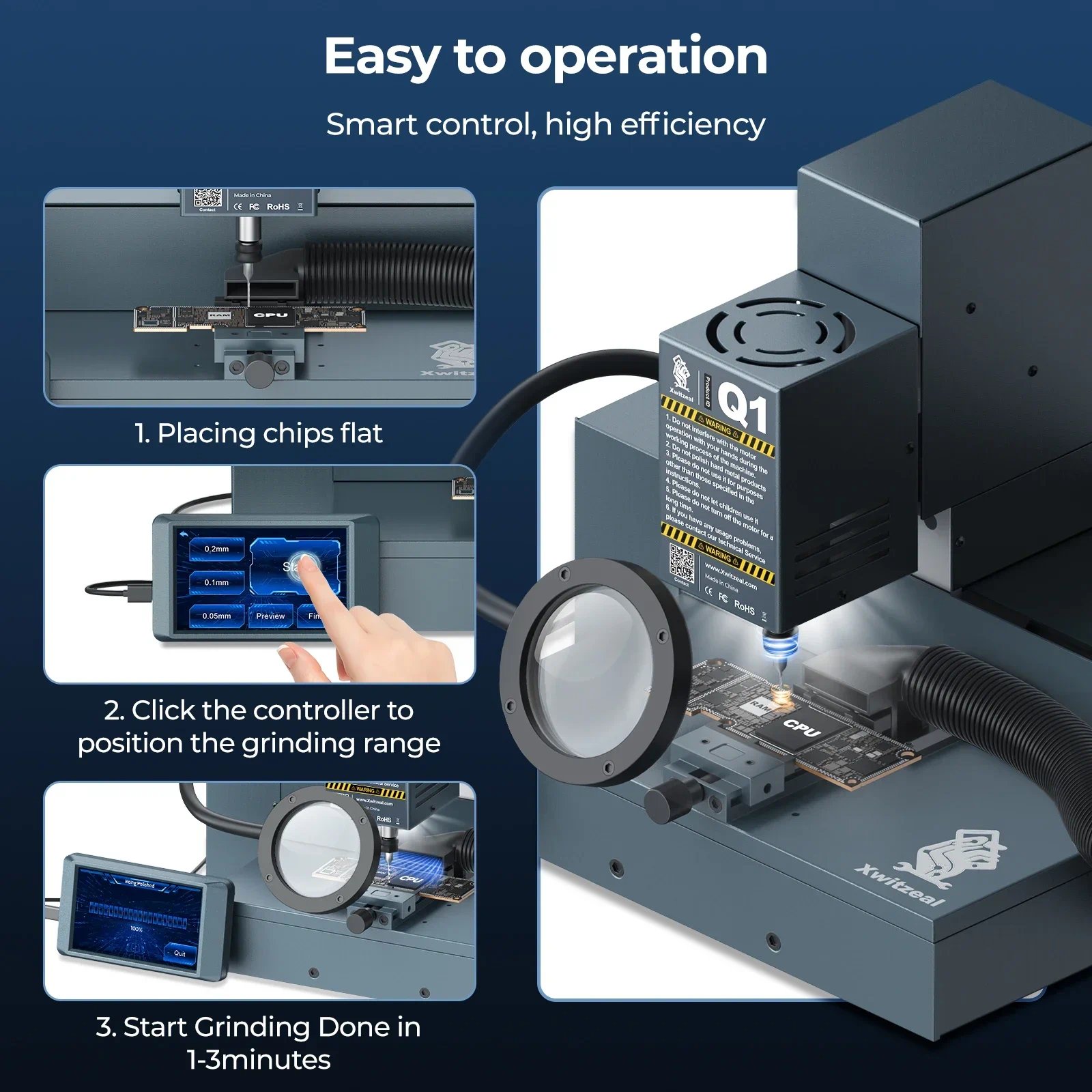 Xwitzeal Q1 Automatic Industrial BGA Chip Grinding Machine For Motherboard IC PCB Board Cell Phone Repair Tool