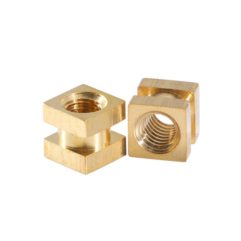 Injection Molded Chamfered Grooved Female Thread Copper Stud Hot Melt Square Head Brass Insert Nut For Plastic Housing