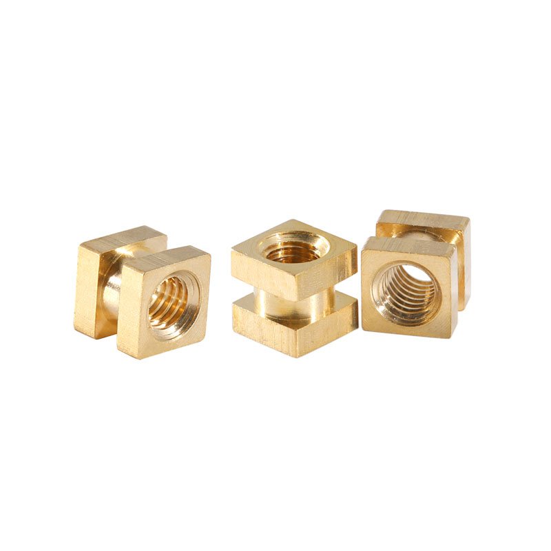 Injection Molded Chamfered Grooved Female Thread Copper Stud Hot Melt Square Head Brass Insert Nut For Plastic Housing