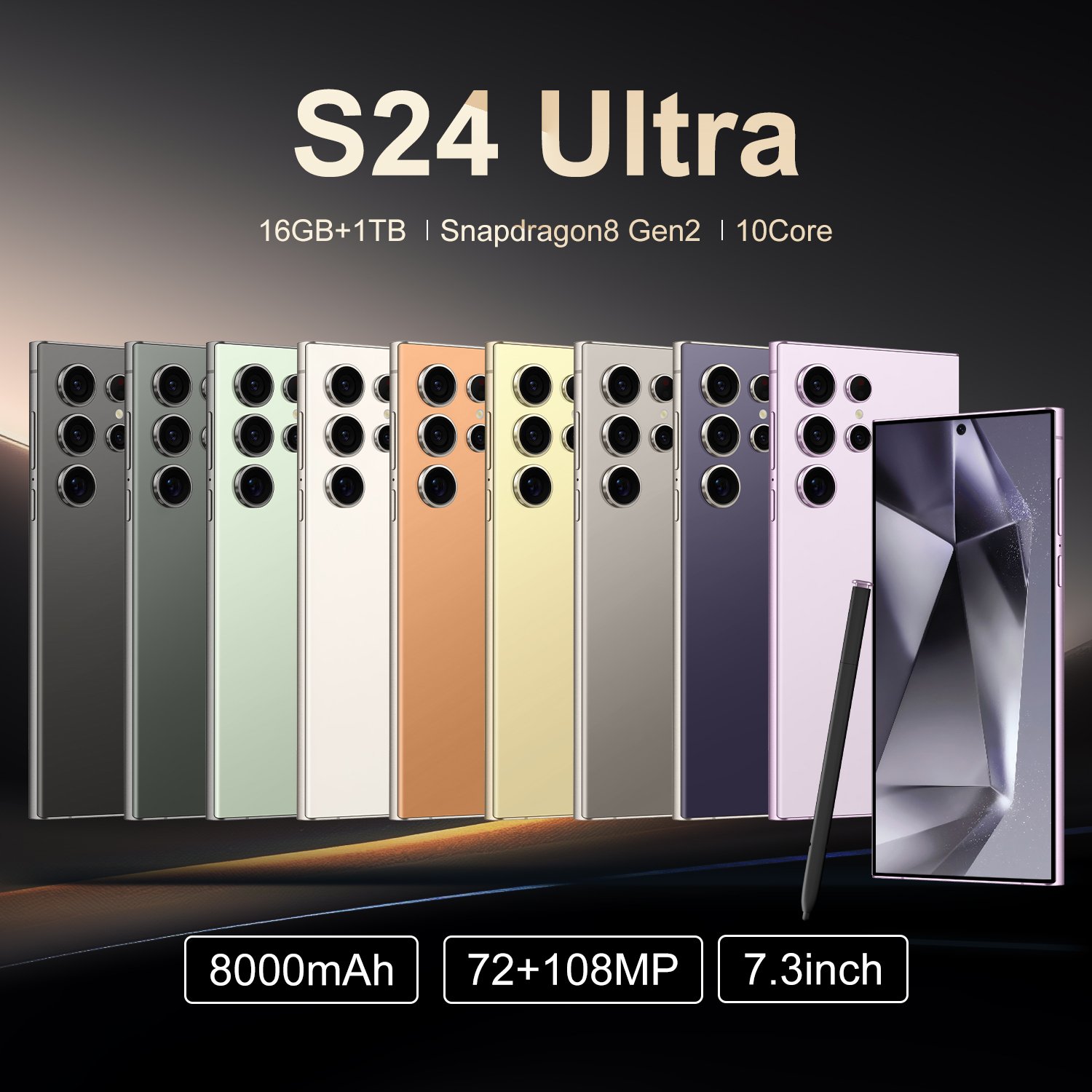 2024 Hot Selling S24 ULTRA 7.3 Inch 12GB+512GB 48MP+108MP face unlock full Display Android 12 Cell Phone Smartphone