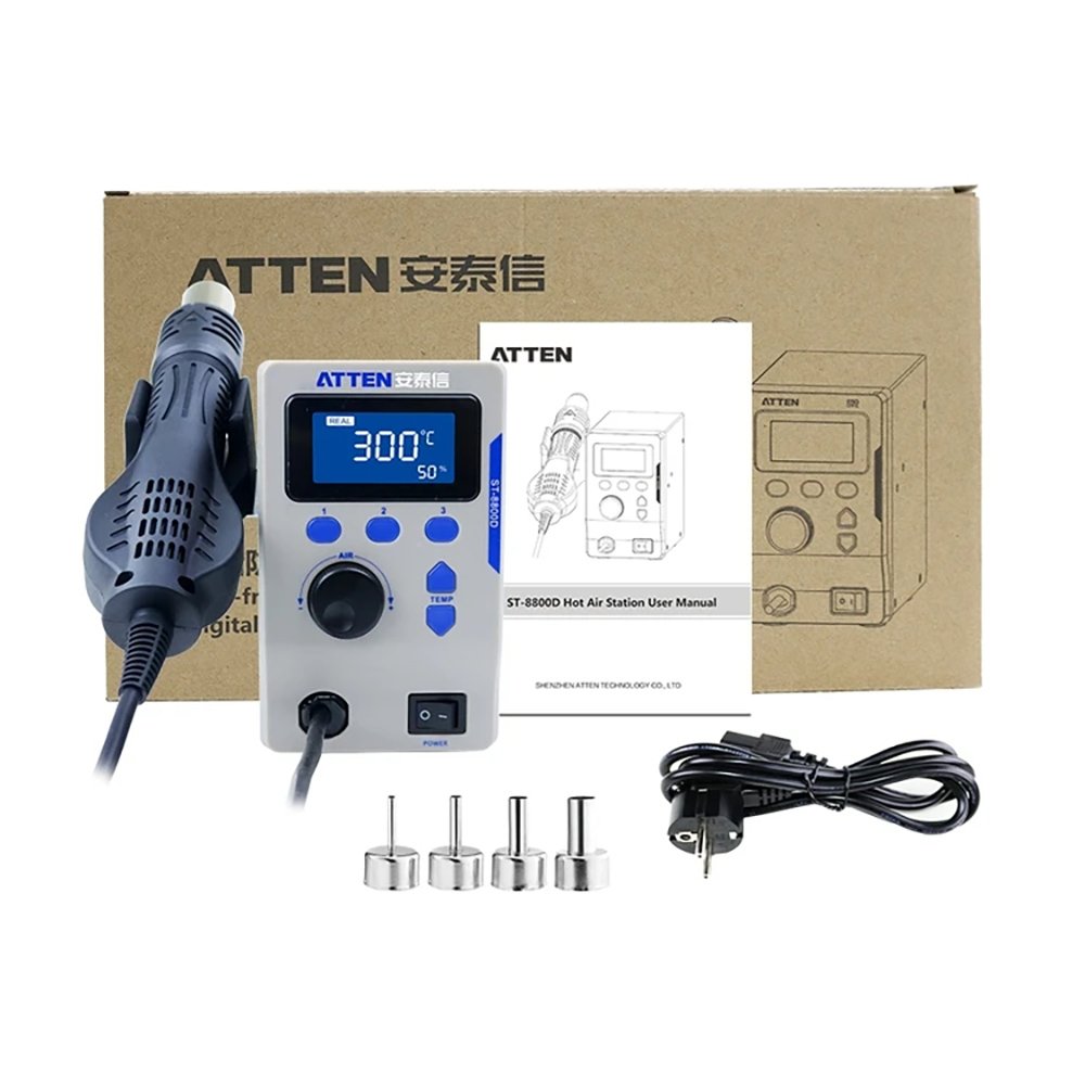 Top Quality Atten St8800d 800w 110v 220v Digital Hot Air Rework Station With 4 Nozzle Welding Tools And Equipment