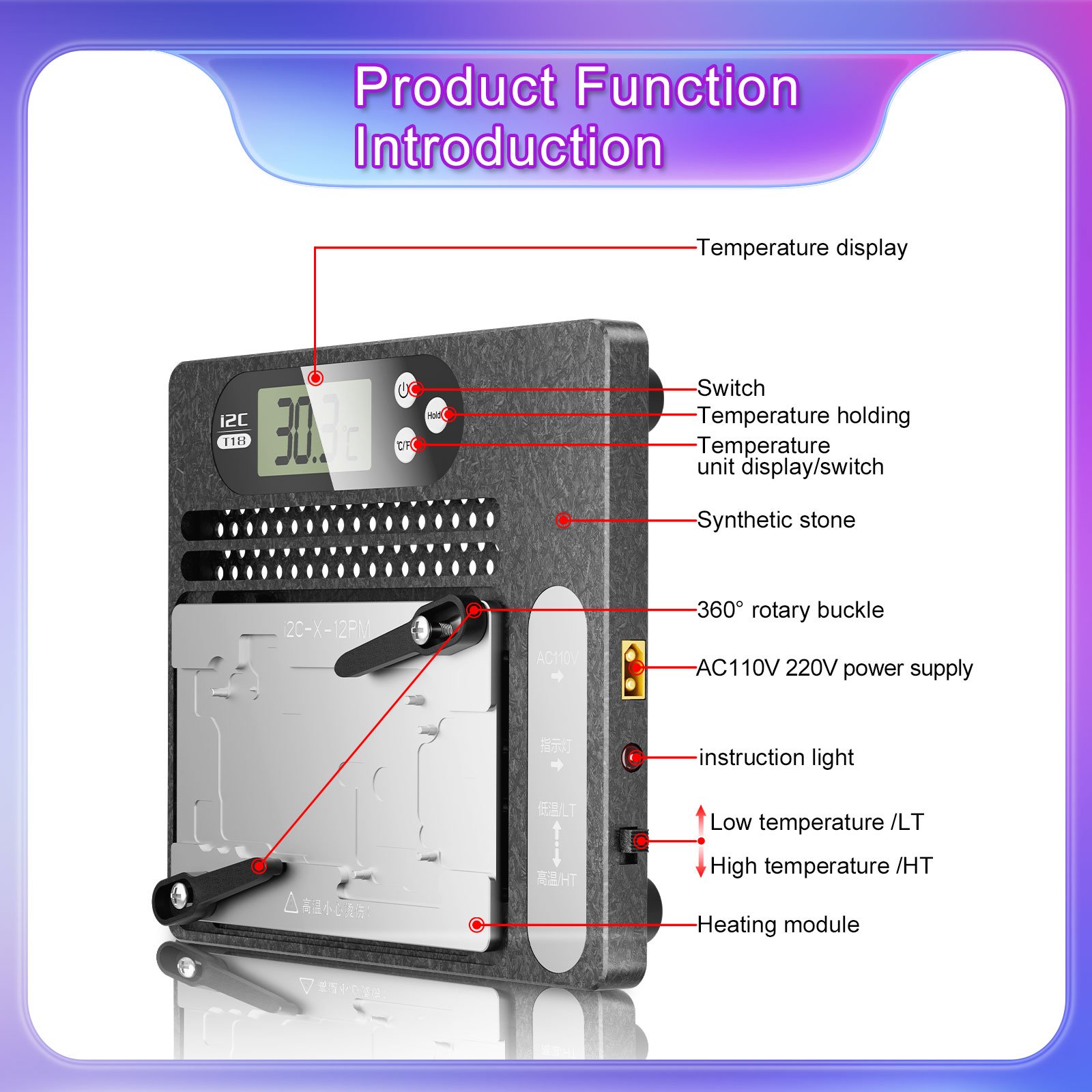 i2C T18 PCB Desolder Heating Repair Platform for iPhone Android Phone Middle Layer Reheat Rework