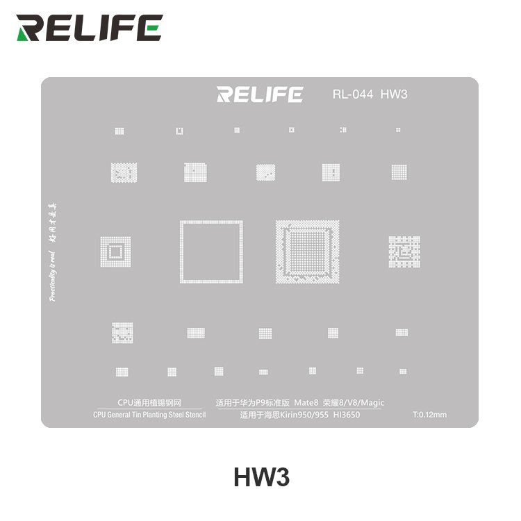 RELIFE RL-044 HW Series CPU Integrated Steel Stencil Set/16 pieces For Mobile Phone Repair