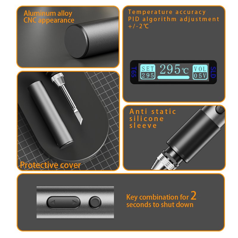 T65 High Quality Welding Repair Tools 65W Adjustable Temperature Smart Digital Display Electric Soldering Irons