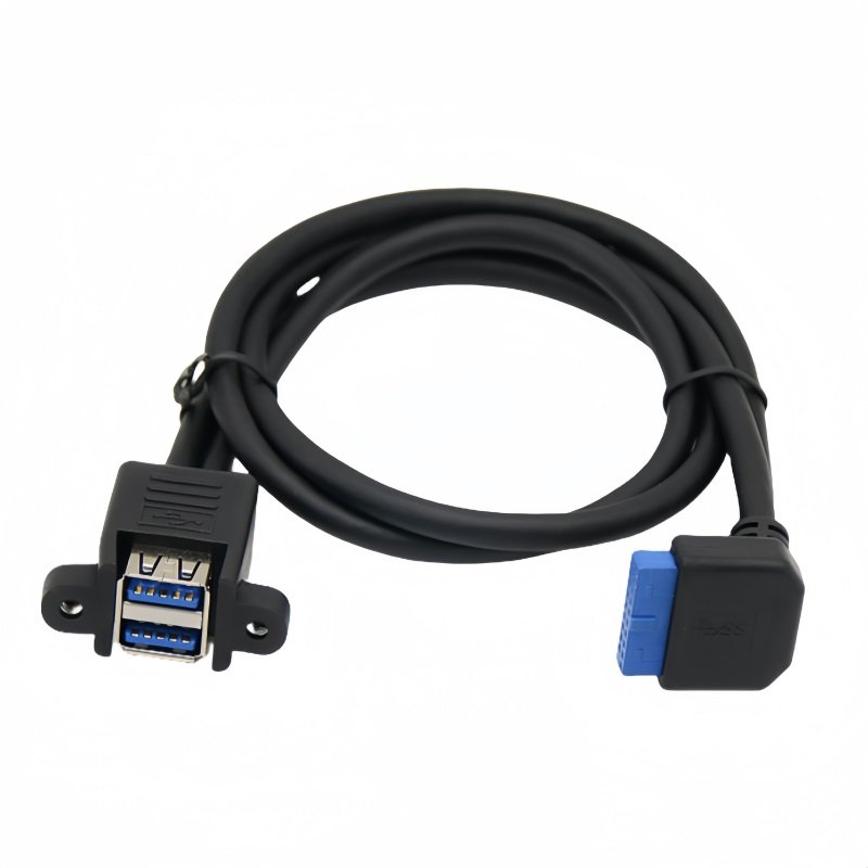 2 Port Dual USB 3.0 Female Port Panel Mount Data USB 3.0 extension cable to Angled Motherboard 20PIN 19P Computer Cable