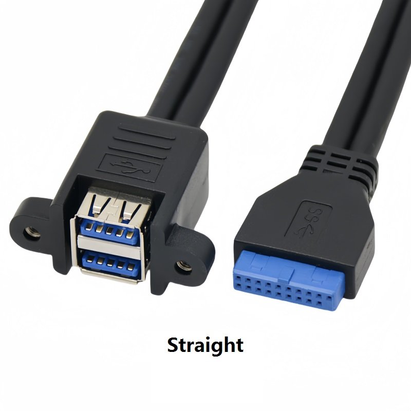 2 Port Dual USB 3.0 Female Port Panel Mount Data USB 3.0 extension cable to Angled Motherboard 20PIN 19P Computer Cable