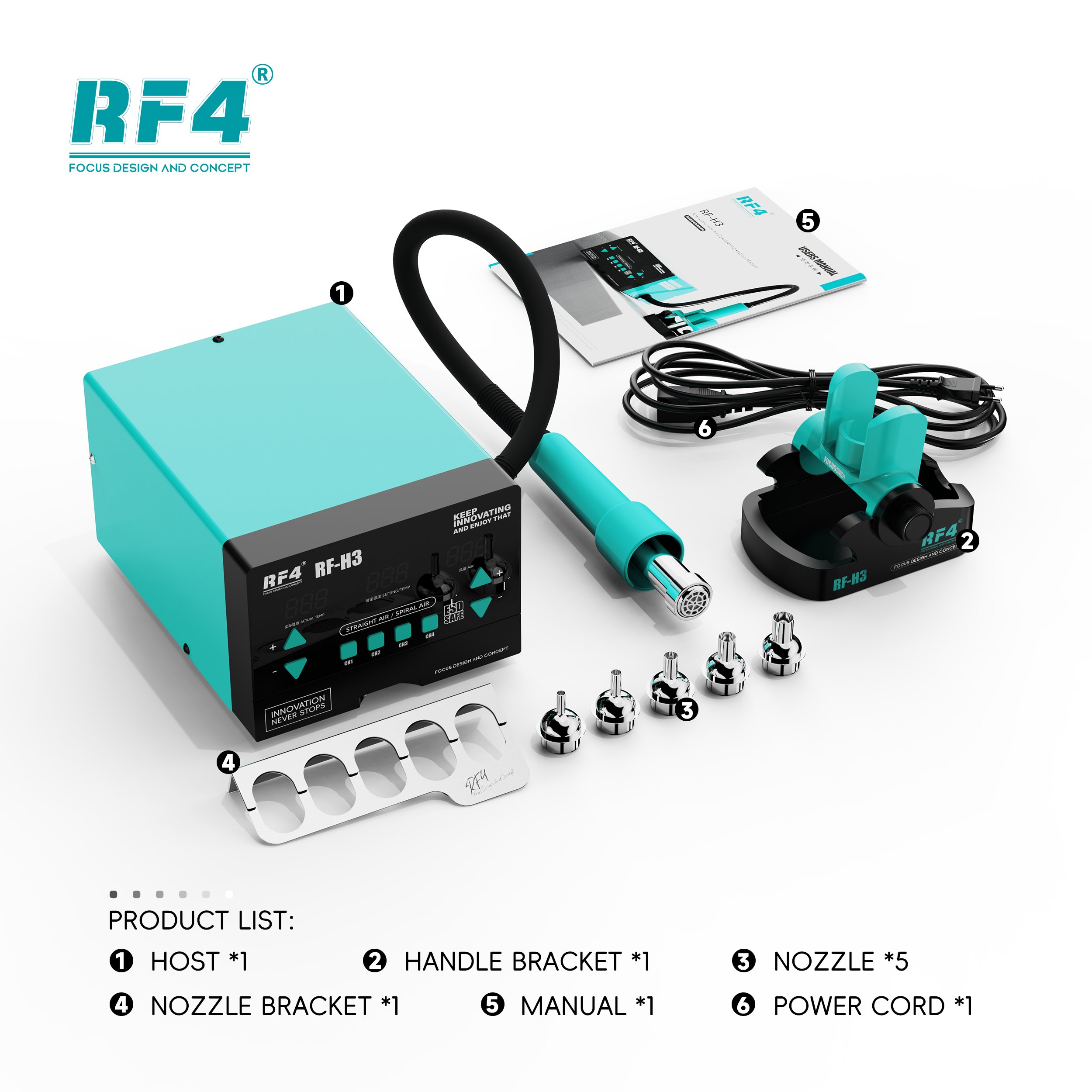 RF4 RF-H3 Digital Screen Phone Desoldering Motherboard Tool Anti-Static Hot Air gun Soldering Rework Station