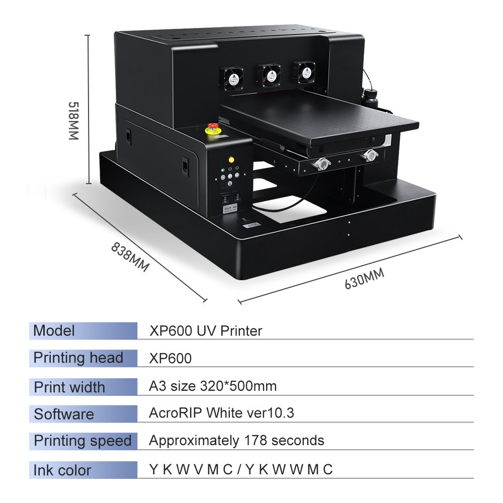 Cylinder china mini price printer flatbed Xp600 sticker inkjet printers digital a3 uv printer