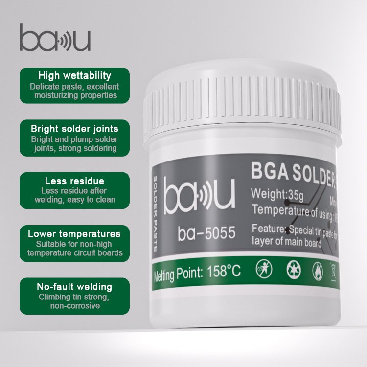 Baku Precision Welding Bga Pcb Flux ba-5055 Lead Free Liquid Smd Solder Paste For Repair Phone Motherboard