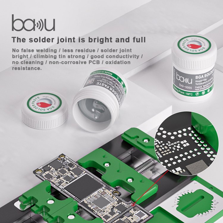Baku Precision Welding Bga Pcb Flux ba-5055 Lead Free Liquid Smd Solder Paste For Repair Phone Motherboard