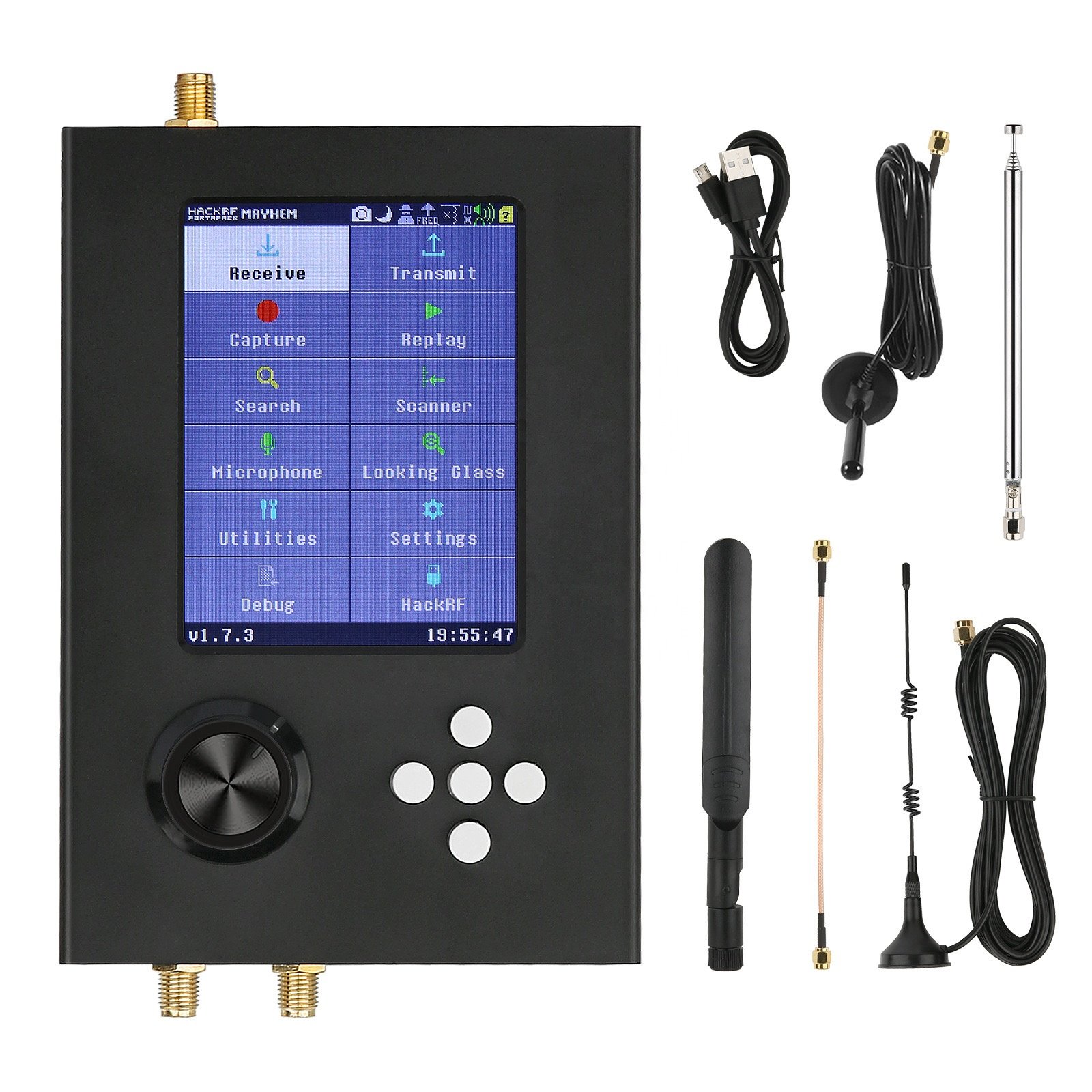 HackRF One R9 V1.7.0 + 5 Antennas + Data Cable 1MHz-6GHz SDR Radio Assembled Portapack H2